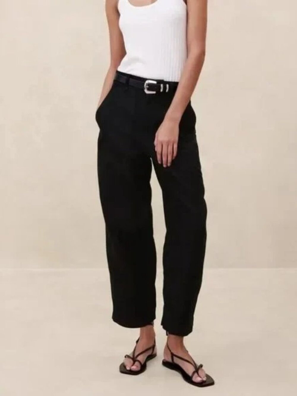NWT Black sz 2 Banana Republic Mya Cotton Linen Cargo Pant Lightweight